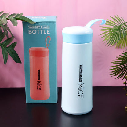 Plastic flask water bottle in blue lid and white body with 400ML capacity
