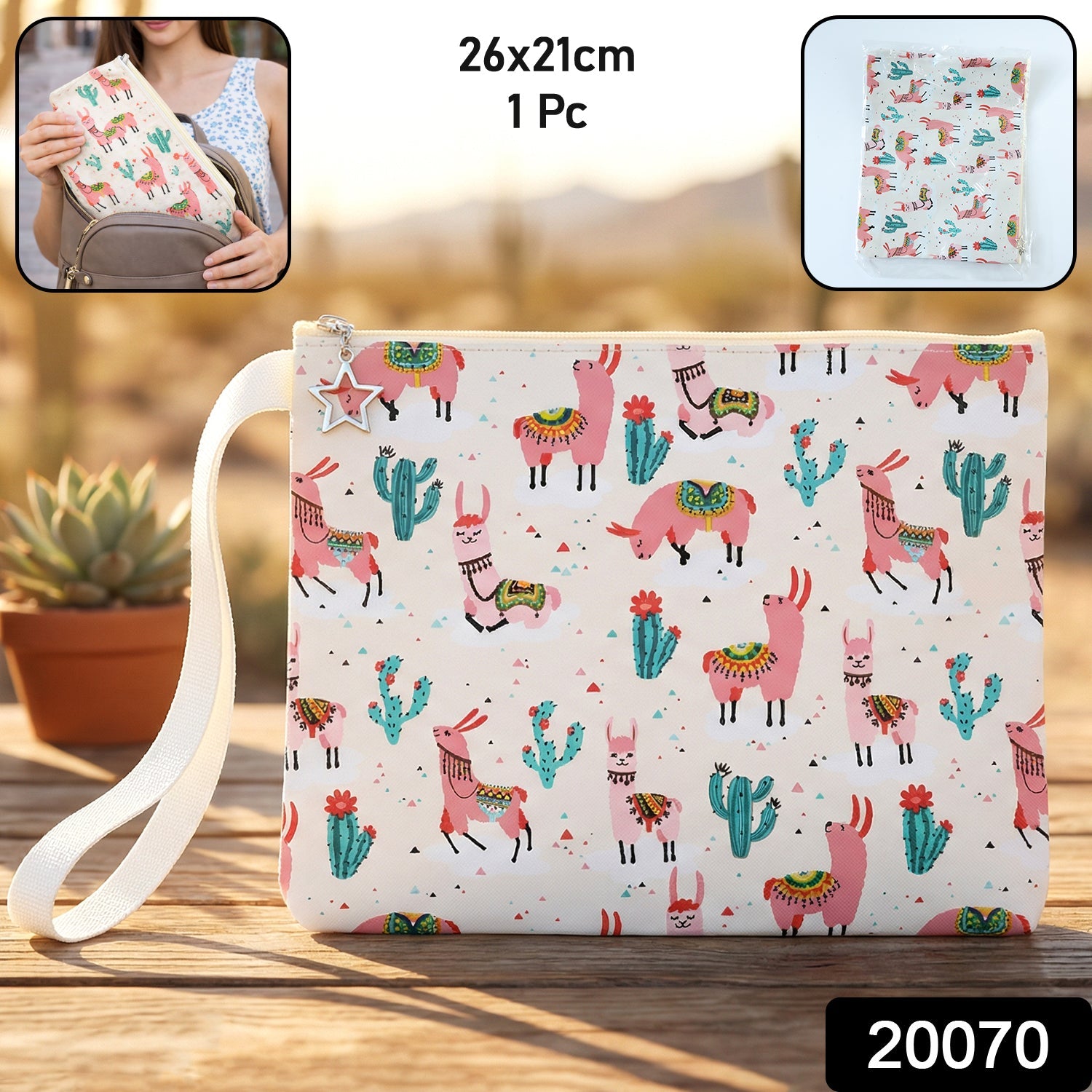 Multipurpose fabric pouch with secure zipper and wrist strap
