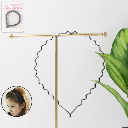 Set of six metal zigzag hair bands with black wavy design