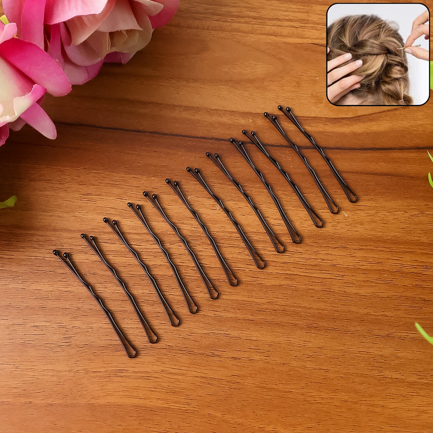 Hair Bobby Pins Set displaying 12 durable metal clips with strong grip