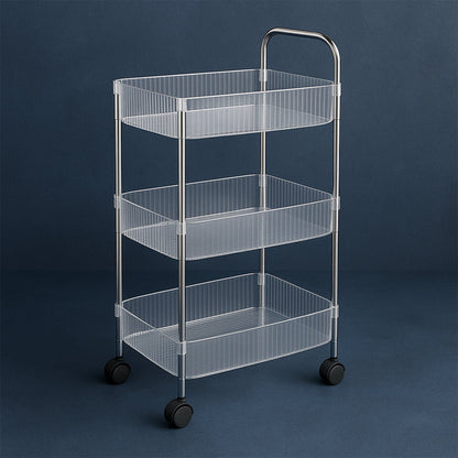 3-layer storage trolley with wheels and transparent baskets