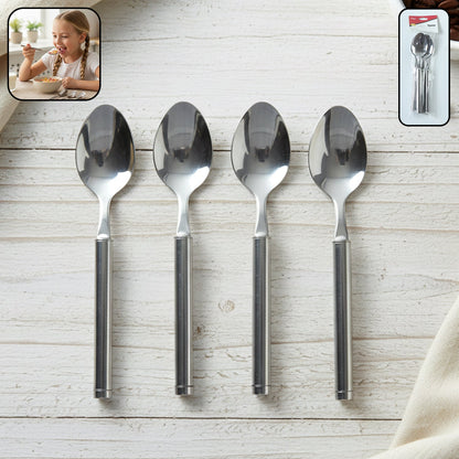 Stainless steel dinner spoons in a set for daily use