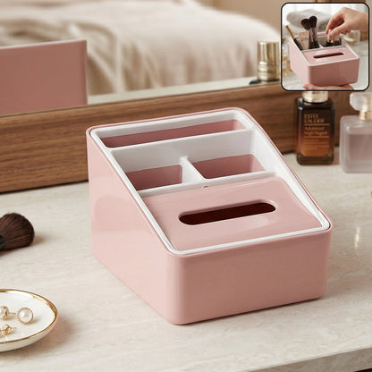 Durable plastic storage organizer box with space-saving design
