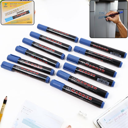 Packaged jumbo tip blue ink whiteboard marker for office and school use.