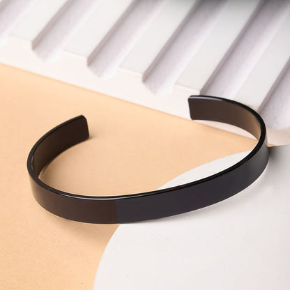 Black-Plated Stainless Steel men's kada bracelet with sleek finish