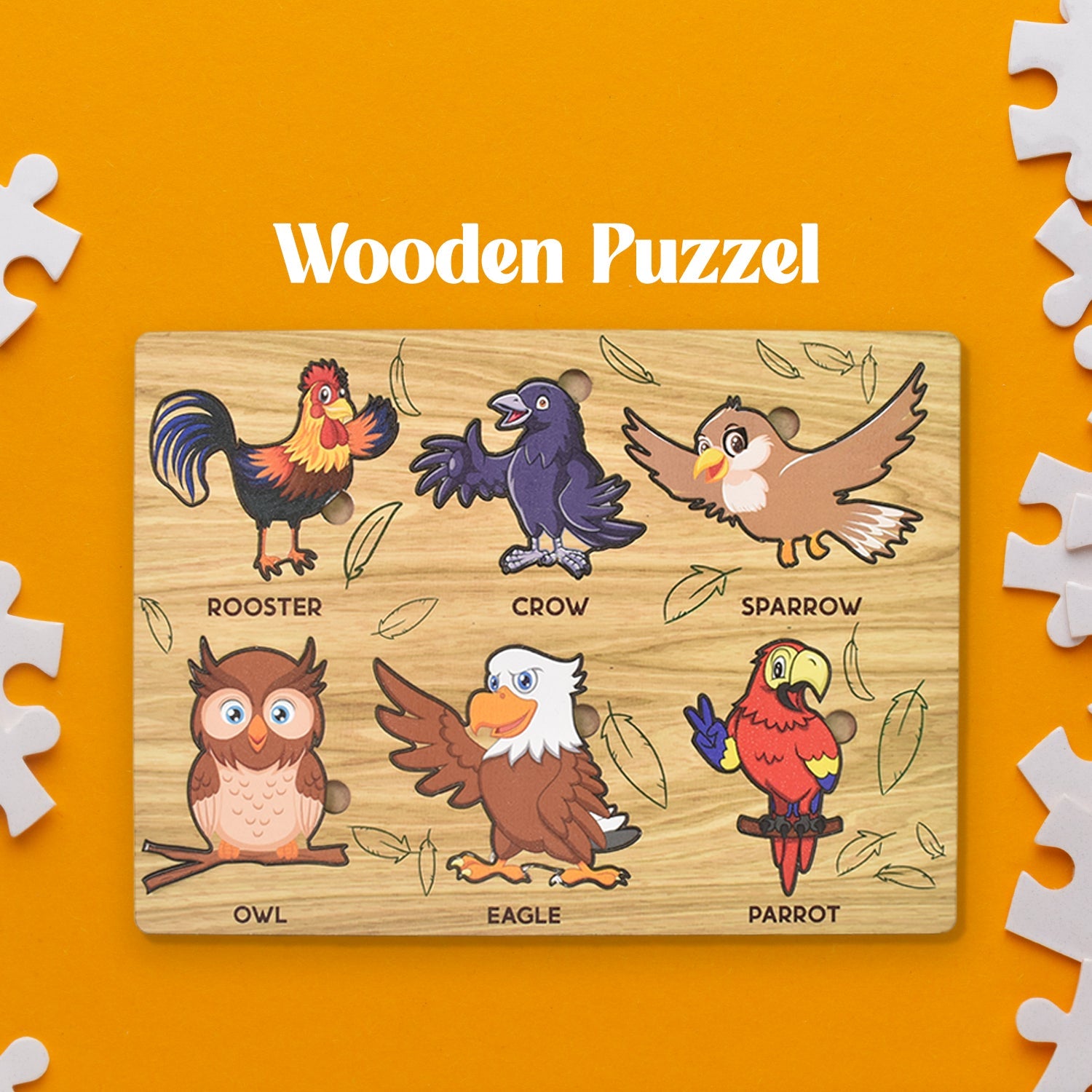 Wooden peg puzzle board for kids with easy-to-hold puzzle pieces