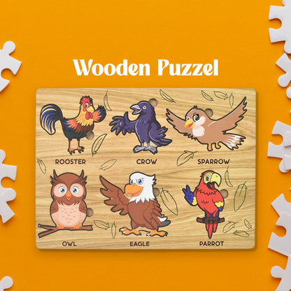 Wooden peg puzzle board for kids with easy-to-hold puzzle pieces