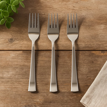 Premium stainless steel dinner fork set displayed beautifully for elegant dining.