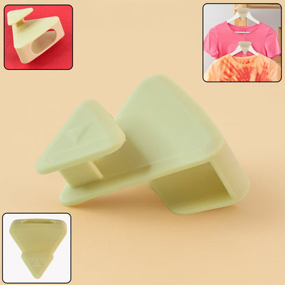 Plastic triangle hanger connector hook holding clothes vertically in closet
