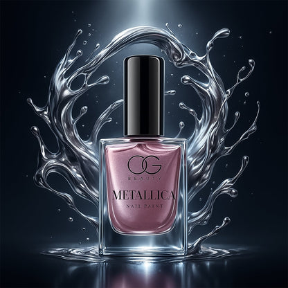 Bottle of Purple Metallica Nail Polish with shimmering opal purple shade