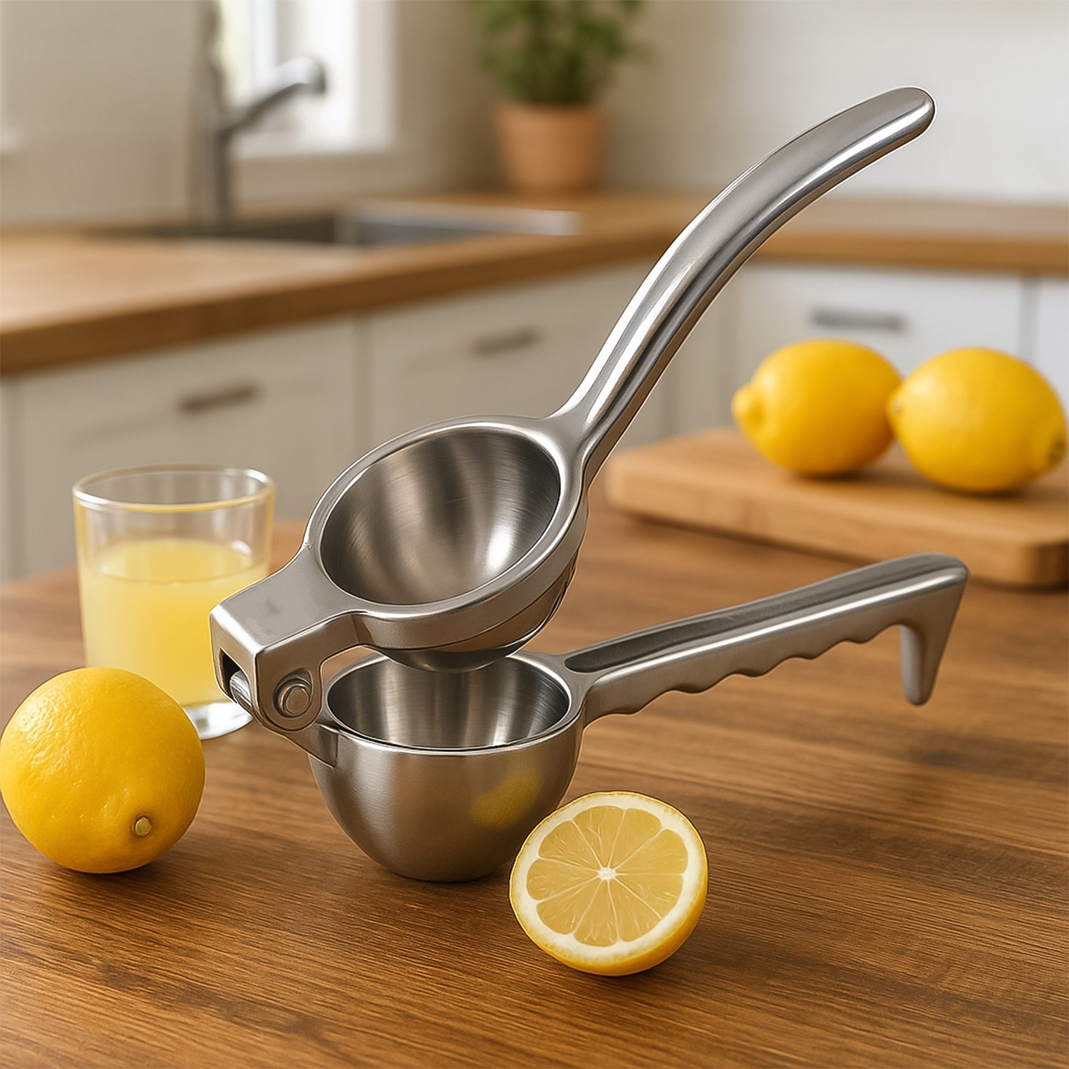 Heavy-duty aluminum lemon squeezer with ergonomic handle