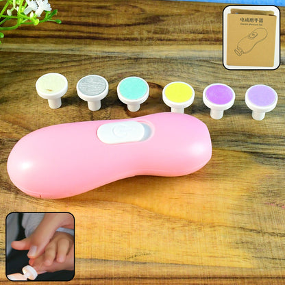 Electric baby nail trimmer set with multiple grinding heads for safe infant nail care