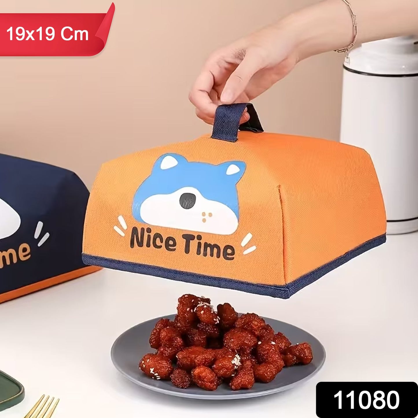 Lightweight reusable fabric food cover placed over a bowl