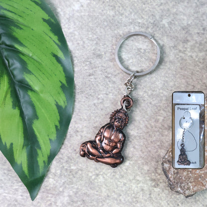 Lord Hanuman Sitting Pose Metal Keychain showing intricate detailing