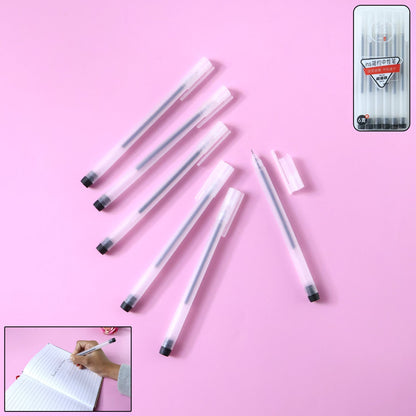 Black gel pen with transparent body for smooth writing