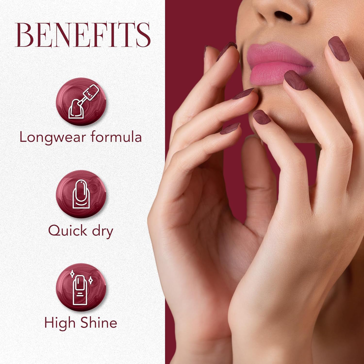 Compact 10 ML bottle of Scarlet Red Metallica Nail Polish ideal for travel