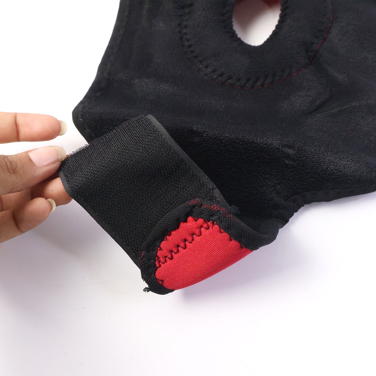 Close-up texture of neoprene elastic material of adjustable knee brace