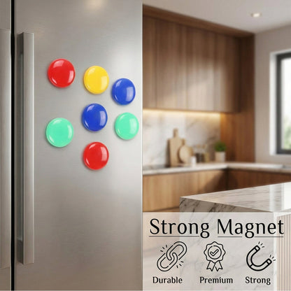 Premium strong hold round fridge magnets in assorted colors