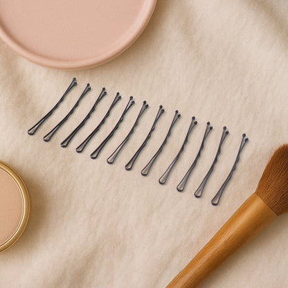 Secure hold metal hair bobby pins featuring wavy grip design