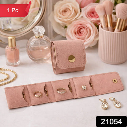 Foldable jewellery organizer wallet with snap-button closure
