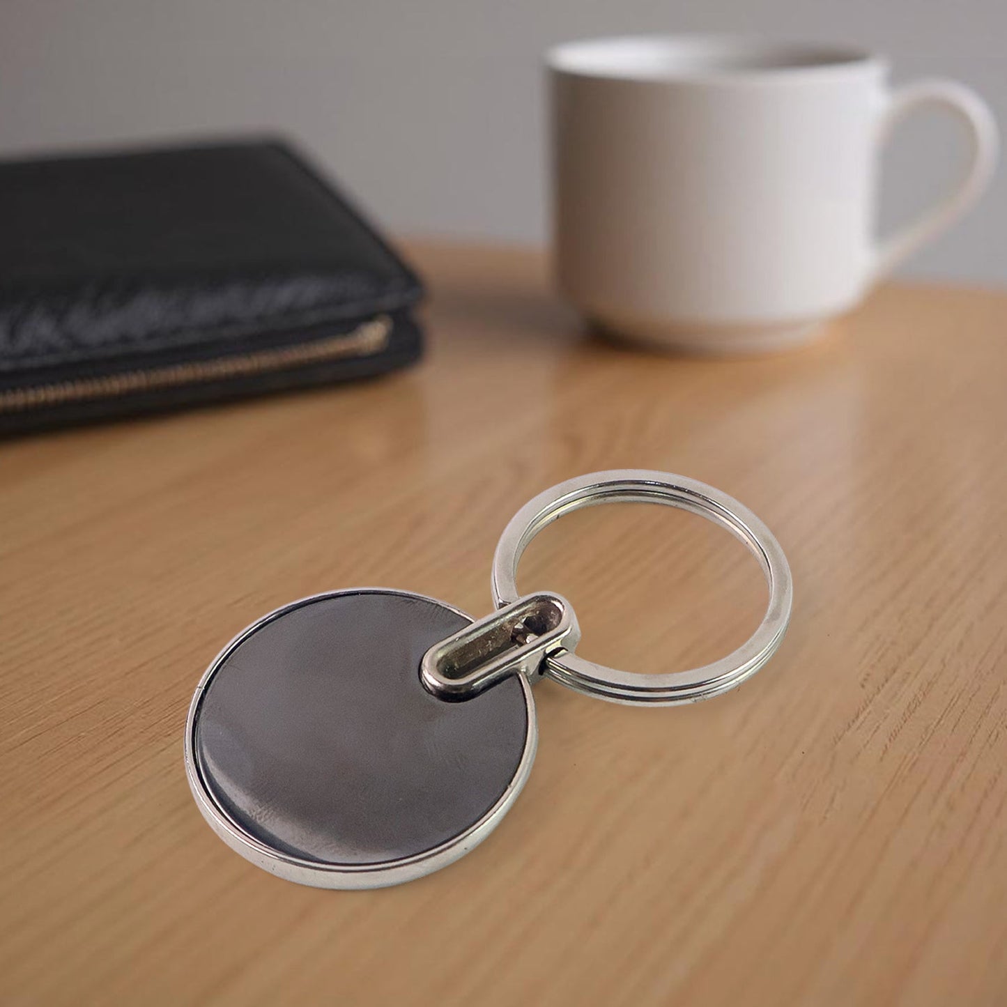 Stylish black round keychain for organizing keys and bag charms