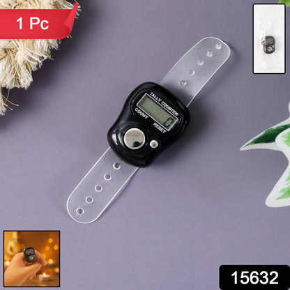Compact digital finger tally counter with adjustable strap and clear LCD screen