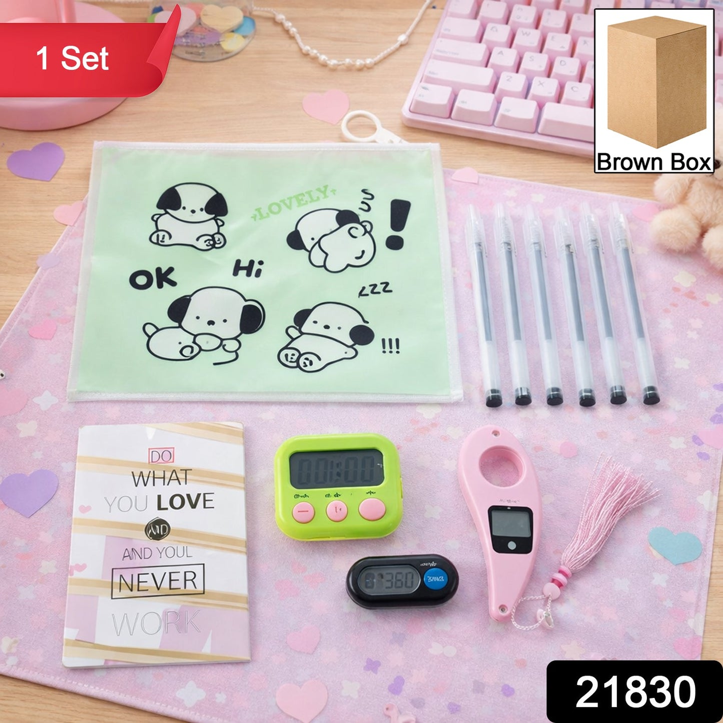 Stationery accessories combo including mini diary notebook and finger counter