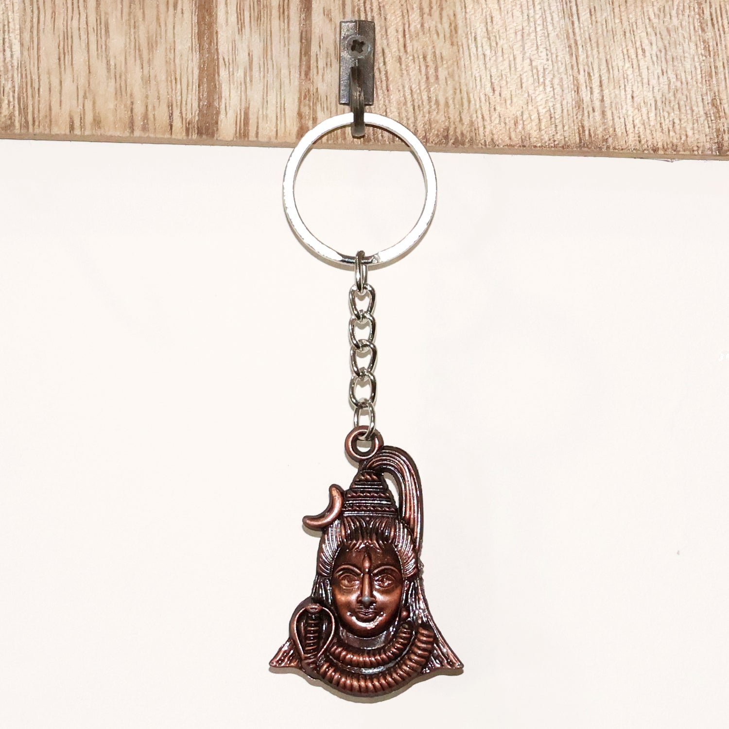 Lord Shiva face keychain shown on white background