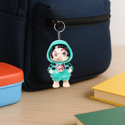 Assorted cartoon action figure keychains for backpacks