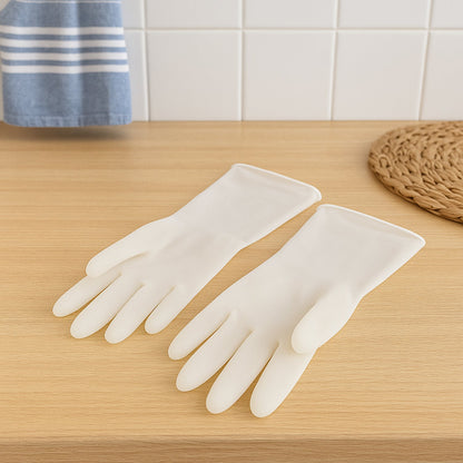Small kids dishwashing gloves made of soft natural latex rubber, shown in set of two.