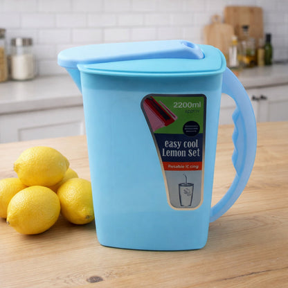 Easy Cool Lemon Set water jug with lid and handle for refreshing drinks
