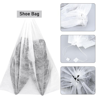 Breathable non-woven shoe storage bag with drawstring closure