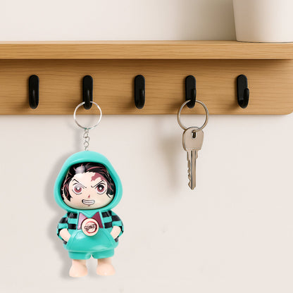 PVC material cartoon character mini keychain with detailed design