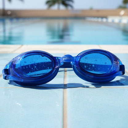 Adjustable swimming goggles with soft silicone eye seals for a comfortable fit