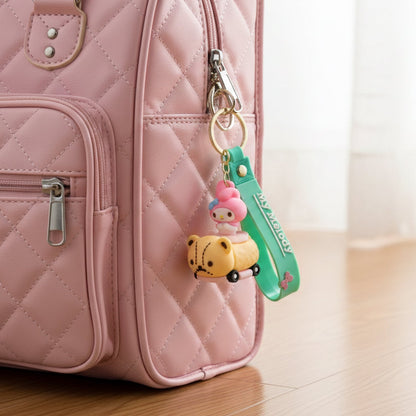Kids cartoon bag accessory keychain with durable metal ring