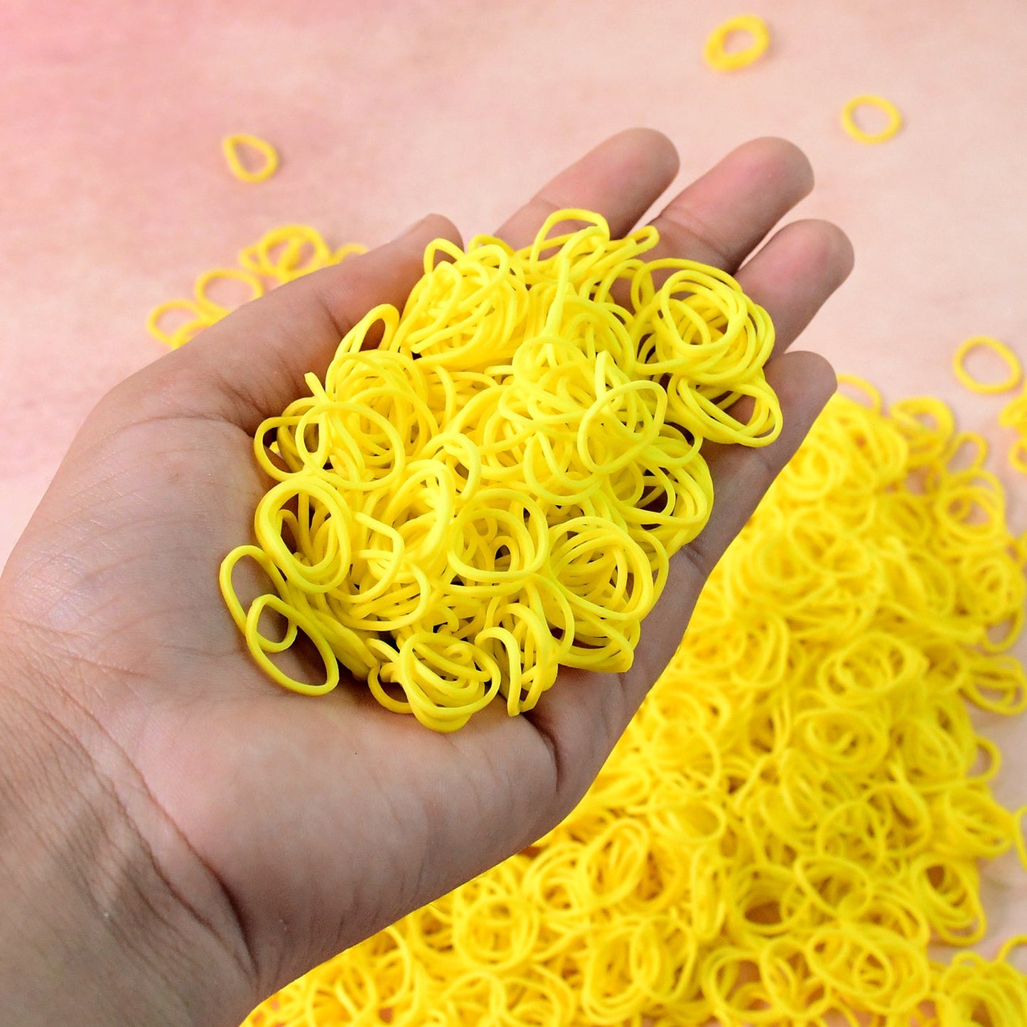 Close-up view of premium elastic rubber bands showing strong stretch