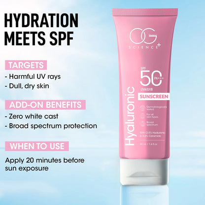 Soft radiant skin after applying OG Beauty Science Hyaluronic Sunscreen