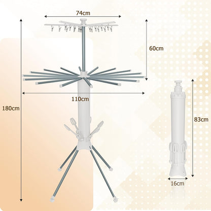 Compact foldable clothes drying rack folded flat for tidiness