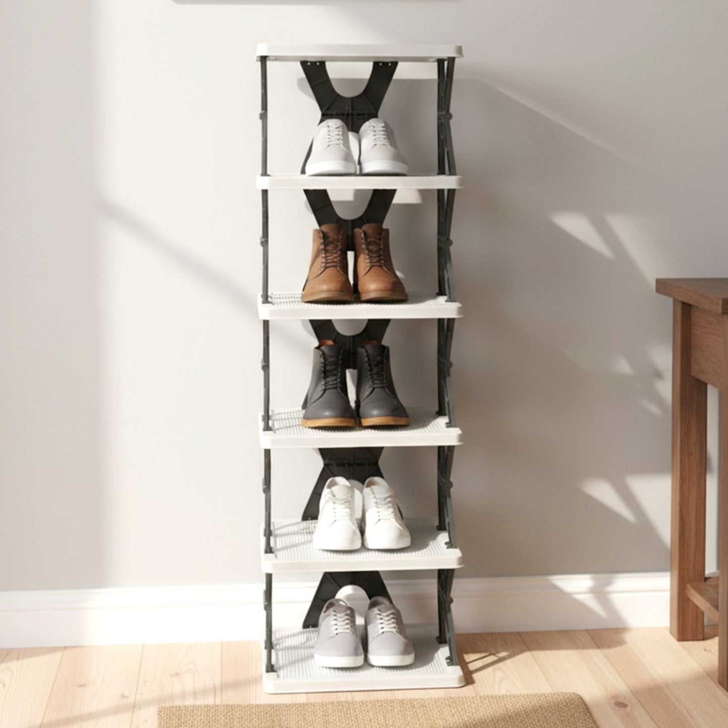 Multi-tier shoe organizer stand suitable for slippers and sandals