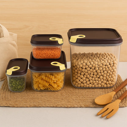 Airtight container lid showing the push 'n' lock mechanism.