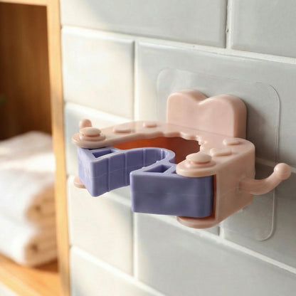 Holder clip gripping cleaning tool handle effectively on wall