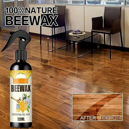 Wood polish spray used on polished wooden table