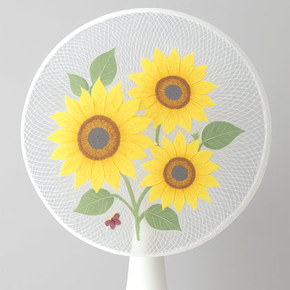 Elastic edge detail of the sunflower mesh fan cover for secure fitting