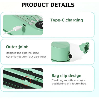 Cordless electric vacuum pump sealer for efficient kitchen storage
