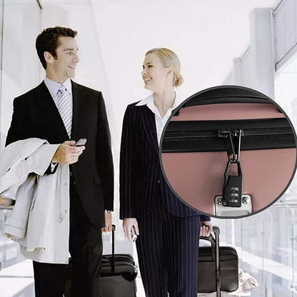 Suitcase safety lock with combination dials visible