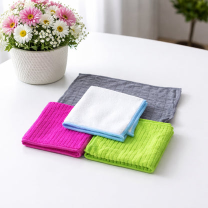 Detailed view of microfiber cleaning cloth edges showing quality