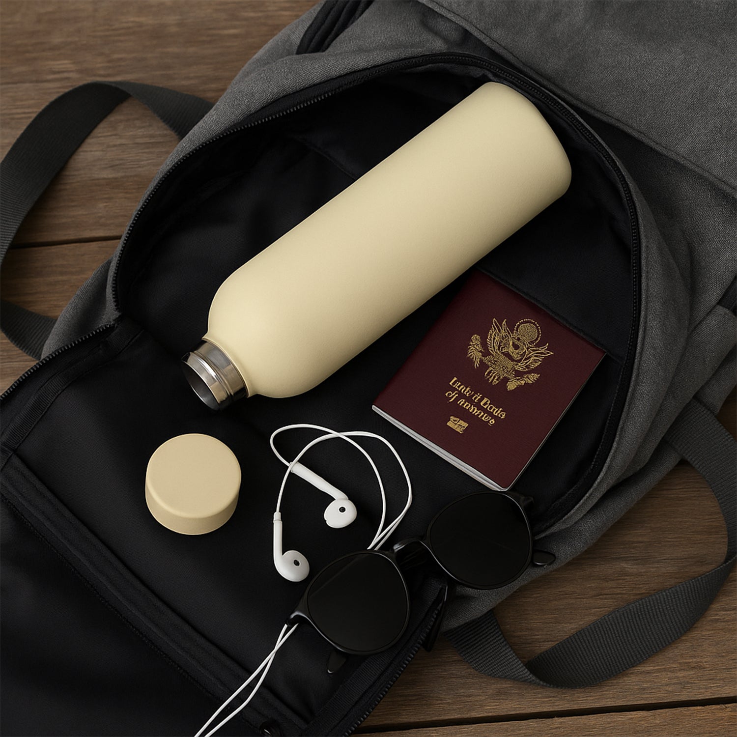 Leakproof stainless steel double wall insulated water bottle with secure cap
