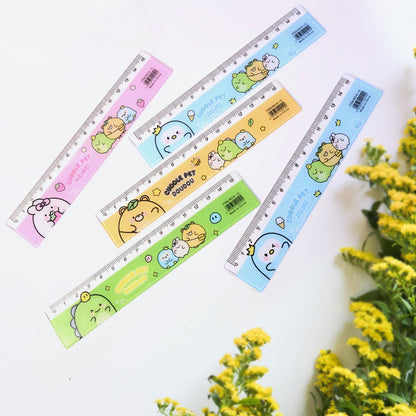 Durable kids plastic ruler set featuring fun cartoon prints