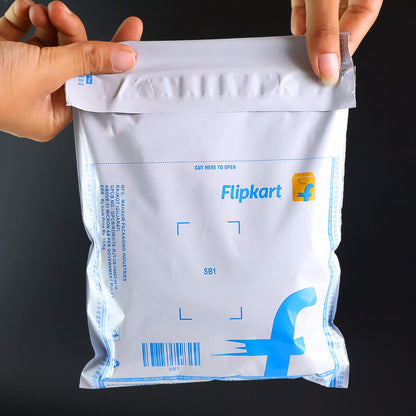 Tamper-proof adhesive seal on a Flipkart big size courier bag