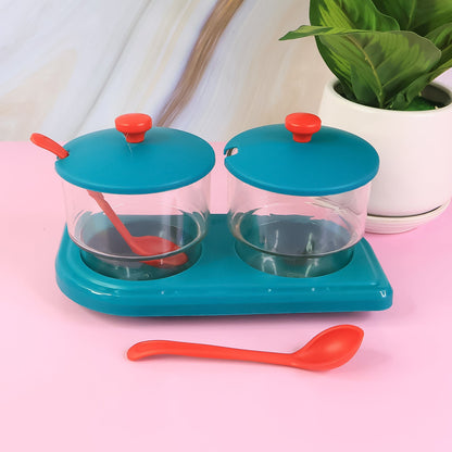 Spice and condiment organizer set placed on a kitchen counter